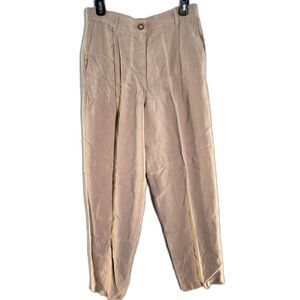 Poetry Linen Viscose Blend Khaki Casual Pants w/Pockets US 6 Small or UK 10